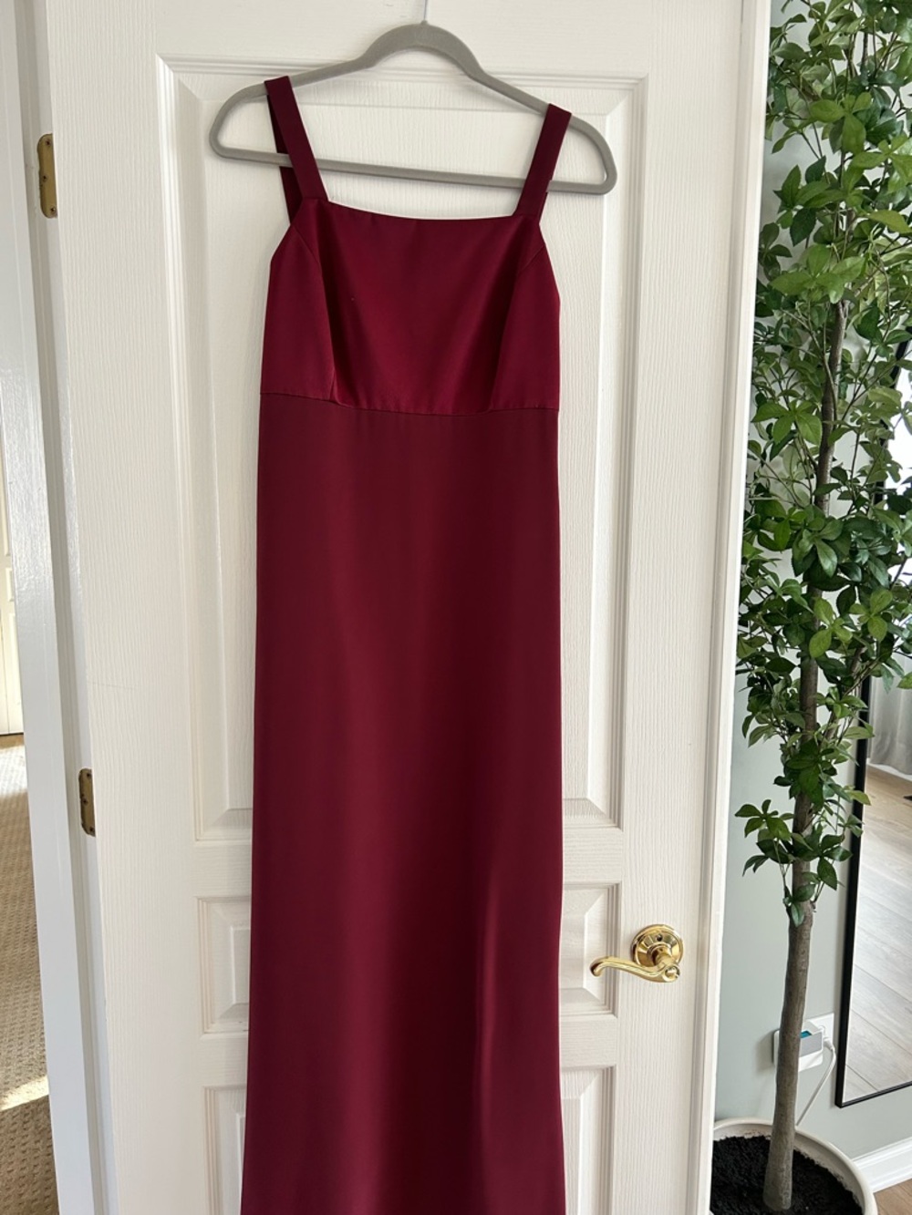 Papell Boutique Wine Red Maxi Dress with Wide Straps